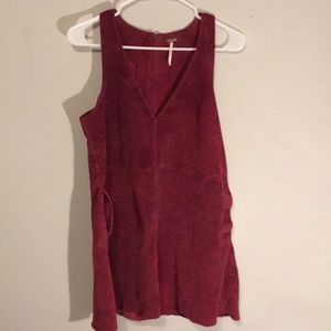 Burgundy suede mini dress WITH POCKETS
